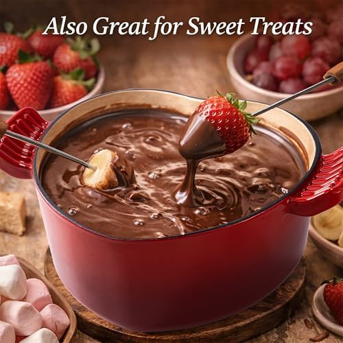 Mabeeze Heart Shaped Dutch Oven, Enameled Cast Iron, 2 Qt Red - Image 6