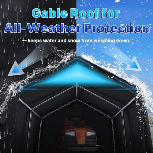 ADVANCE OUTDOOR 7x12 ft 2 Roll up Doors & Vents Outdoor Portable Storage Shelter Garage Tent Carport for Motorcycle ATV with Heavy Duty Metal Frame and Anti-UV Snow Resistant Waterproof Cover, Gray - Image 4