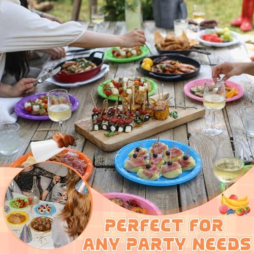 Plastic Plates 9 Inch Plastic Solid Round Party Dessert Dinner Plates for Weddings Party BBQs Birthday Camping and Anniversary (50, Blue) - Image 6