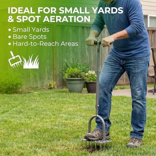 Walensee 4-Row Lawn Aerator Tool with 20 Steel Spikes for Small Yards - Image 2