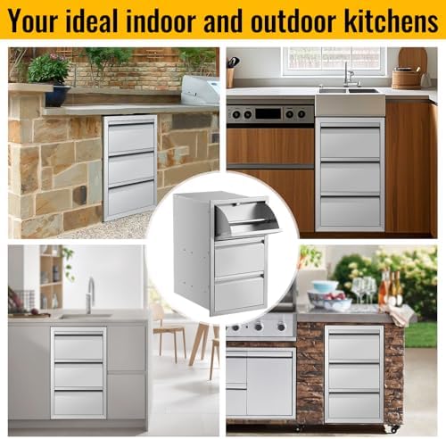 Outdoor Kitchen Drawers 15W x 26H x 22D Inch, Flush Mount Access BBQ Island Drawers for Outdoor Kitchens or Patio Grill Station - Image 5