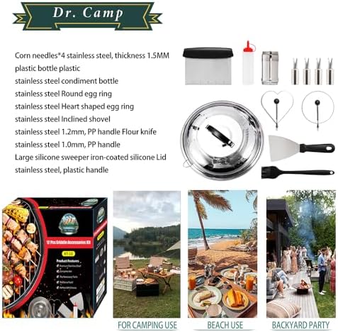 Dr. Camp Grill Accessories Set BBQ Grill Tools Set Heavy Duty Stainless Steel Grilling Tools Kit Complete Barbecue Tool Set for Outdoor Grill - Image 6