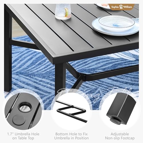 Sophia & William Outdoor Dining Set for 8 w/Swivel Mesh Chairs, Blue - Image 7