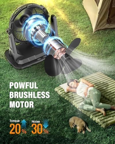 Ausic 10″ 9L Portable Misting Fan, [Max 55Hrs] Outdoor Mister Fan for Outside Patios Golf, 20000mAh Rechargeable Battery Operated Travel Water Cooling Fan, Camping Patio Accessories - 3 Spray Misters - Image 5