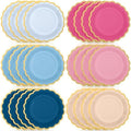 48 Pcs Pink and Blue Paper Plates 9 Inch Scalloped by Tiangrid