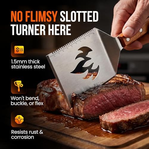 9-in-1 Grill Spatula – Multifunctional 1.5mm Thick Stainless Steel BBQ Tool with Bottle Opener, Cheese Slicer & Scraper – Outdoor Barbecue Grilling Gift for Men, Dad, Father's Day & Christmas - Image 3