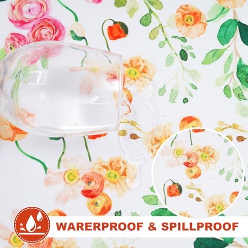 SquarePie 70 inch Round Outdoor Tablecloth with Umbrella Hole - Water Resistant SpillProof Patio Table Cover for Spring Summer Garden Camping Poolside Picnic BBQS, Rose Floral - Image 3