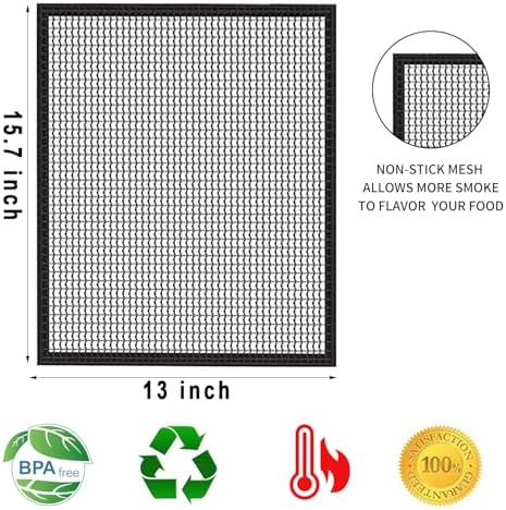 Grill Mesh Mat Set of 3 - Heavy Duty BBQ Non-stick Cooking Sheet Liners Reusable Teflon Barbecue Grilling Net for Outdoor Smoker, Pellet, Gas, Charcoal Grills (15.7x13 Inch) - Image 2