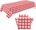Red Gingham Disposable Picnic Tablecloths 4 Pack, Plastic Table Covers by CrystalLemon