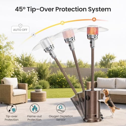 Sweetcrispy 48,000 BTU Patio Heaters for Outdoor Use with Wheels - Image 4