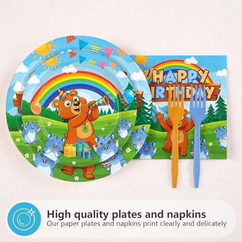 96Pcs Bear Lemmings Birthday Party Decorations for Animals Serves 24 - Image 2