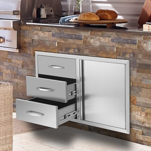 Outdoor Kitchen Drawer Combo, BBQ Access Trash Drawer Combo With Stainless Steel, Outdoor Kitchen Trash Drawer For BBQ Island, Grilling Station, Outside Cabinet,G3 - Image 2