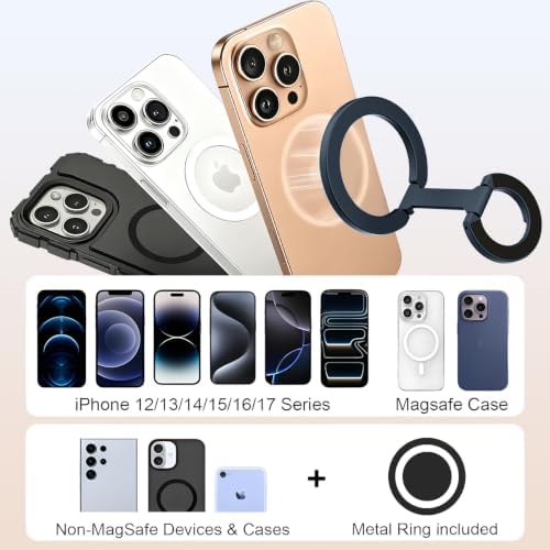 Magnetic Phone Ring for MagSafe Dual-Sided Magnetic Phone Grip Magnet Phone Stand Grip Compatible with iPhone 17/16/15/14/13 Pro Max Plus Mag Safe Accessory for Car Mounts (Blue) - Image 5