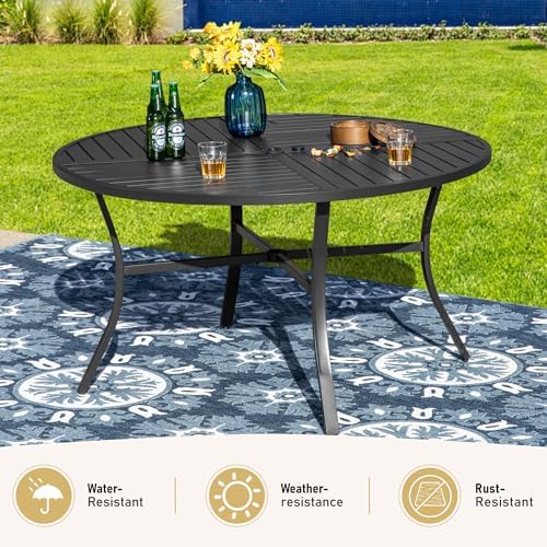 SUNSHINE VALLEY 7pc Patio Dining Set, 54" Round Table & 6 Rattan Chairs - Image 6