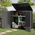 YITAHOME 30 Cu Ft Outdoor Storage Shed with Shelf, Waterproof Storage Cabinet for Bike & Garden Shed, Horizontal Outdoor Storage Shed for Garage, Pool Storage, Dark Gray & Black by YITAHOME