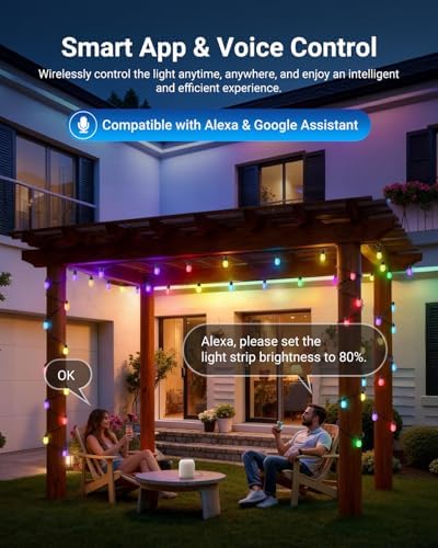 NEEWER NR01 96ft Outdoor String Lights, App Control Smart AI RGBW Lighting - Image 4