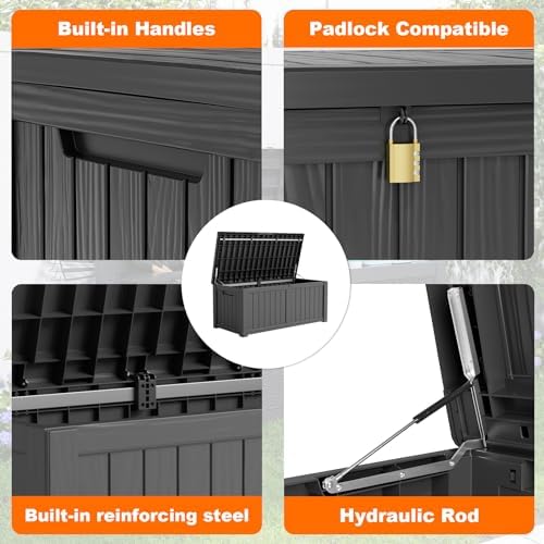 DRATO 150 Gallon Deck Boxes Outdoor Waterproof, Lockable Large Storage Box - Image 5