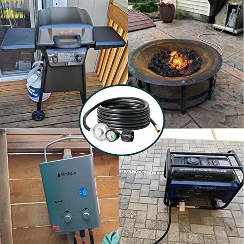 ATKKE 12ft Propane Hose Regulator with Gauge, Gas Grill Regulator with Gauge for Most LP Gas Grill, Heater, Fire Pit Table, Generator and More, 5~40 lb, 3/8 Female Flare Nut, QCC1/Type1, Low Pressure - Image 6