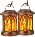 KOOPER Hanging Solar Lights Lantern Outdoor, 2 Pack Flickering Flames Solar Outdoor Lights, Solar Lanterns Outdoor Waterproof with Bigger Panel, Lanterns Decorative Outdoor for Garden Decor (Copper) by KOOPER