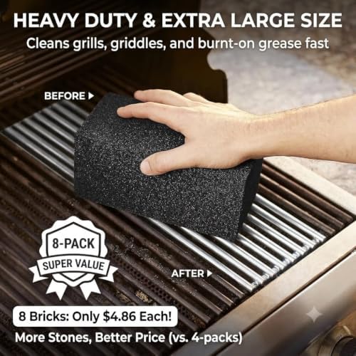 8 Pack Grill Cleaning Brick Bulk, Heavy Duty Grill Pumice Stone Brick Commercial Grade Cleaning Grill Stone Reusable for Home Restaurant Griddles, Flat Top Grills, BBQ Grates Outdoor Cleans - Image 2