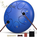 Rain Drum for Outside Garden, 6 Inches 8 Notes Steel Tongue Chakra Drums, Waterproof Meditation Echo Rain Chime, Musical Instruments for Adult Gift with Bag, Music Book (Dark Blue) by INNOWARMER