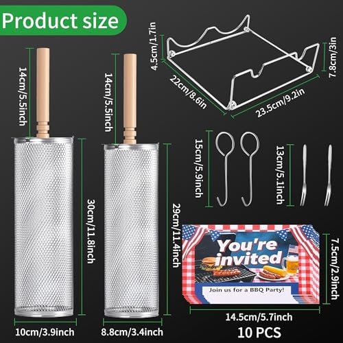 Rolling Grill Basket,Grill Baskets for Outdoor Grill,BarBecue Accessories for Vegetables & Shrimp,304 Stainless Steel, Unique Gift for Dad or Husband - Image 2