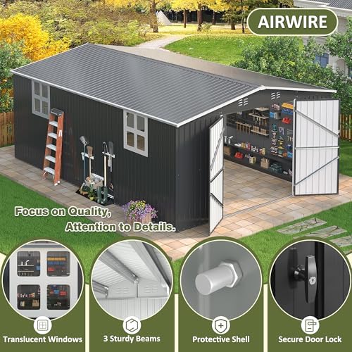 AirWire 12x16 FT Outdoor Storage Shed Black - Image 4