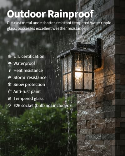 KDG Black Outdoor Waterproof Modern Patio Wall Light Fixtures Set of 2 - Image 2