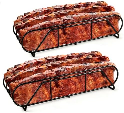 15" Non-Stick Rib Rack for Smoking and Grilling, BBQ Grill 2 Pack by GESTONE