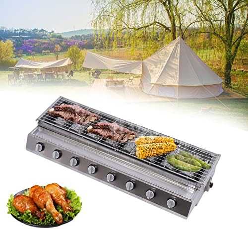BBQ Gas Grill, Stainless Steel Tabletop 8 Burners Gas BBQ Grill Multi-function Outdoor Cooker for Outdoor Camping Picnic Restaurants, Barbecue stores - Image 7