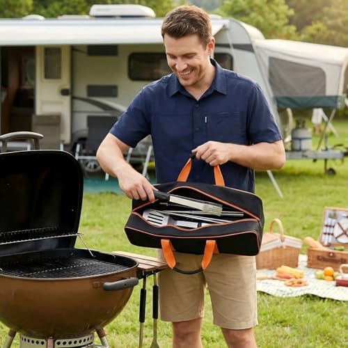 Grill Tool Storage Bag, 24" x 8" x 8" Large Capacity BBQ Accessory Storage, Heavy-Duty Utensil Grill Accessories Organizer Case Storage Compatible with Blackstone.Black (No Accessories) - Image 2