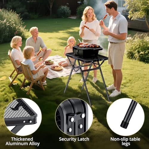 Anbte 2ft Folding Grill Table, Supports 180Lbs, 2 Heights 27.5" for Camping - Image 6