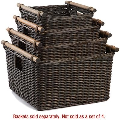 The Basket Lady Deep Pole Handle Wicker Storage Basket XL Walnut Brown - Image 4