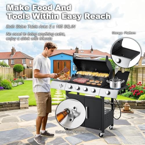 Upgraded 4 Burner 44000 BTU Propane Grill with Side Burner - Image 6