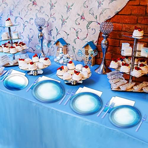 Wiooffen 96 Pieces Ocean Sea Party Tableware Set Ocean Waves Party Supplies Sea Theme Table Decorations Under The Sea Tableware for VBS Baby Shower Birthday Paper Plates Napkins Forks for 24 Guests - Image 5