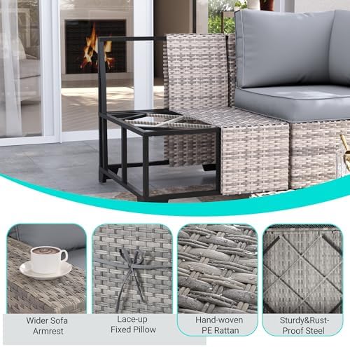 Outdoor Patio Furniture Set PE Wicker Rattan Outdoor Sectional Sofa - Image 2