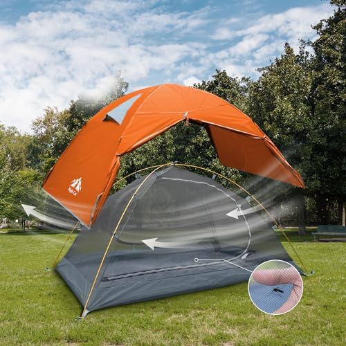 Night Cat 2-Persons Backpacking Tent: Waterproof Lightweight Camping Tent for Two People Hiking Outdoor Mountain with Aluminum Poles and Rainfly Green - Image 2