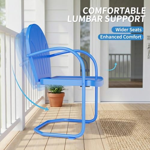 Outdoor 3-Piece Metal Bistro Set, Patio Conversation Set of 2,Blue - Image 5
