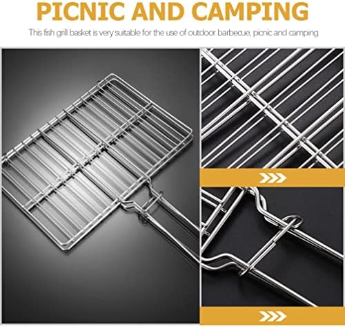 Kichvoe Thickened Stainless Steel Fish Grill Basket with Handle 15.74X11.81 Inch Mesh Rack for Outdoor Bbq Grilling Vegetables Steak Shrimp and Chicken - Image 4