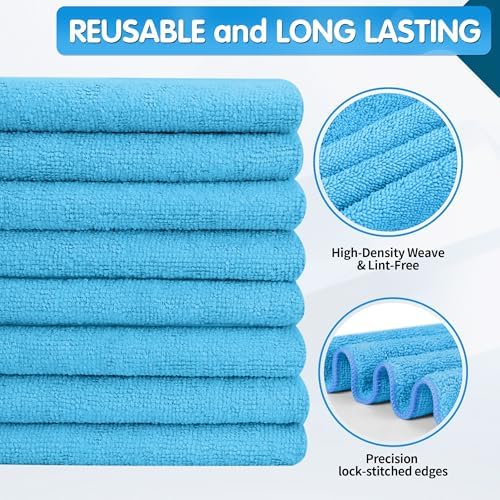 FIXSMITH Blue Microfiber Cleaning Cloth -Pack of 12, Highly Absorbent Cleaning Rags, 16"X12" All Purpose Cleaning Towels for Housekeeping, Kitchen, Car, Lint Free and Reusable Microfiber Towels - Image 2