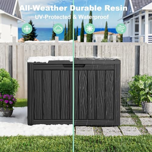 PatioZen 45 Gallon Resin Deck Box, Lockable Outdoor Storage Box for Patio Cushions Storage Furniture,Garden Tools, Pool Supplies, Weatherproof and UV Resistant (Black) - Image 5