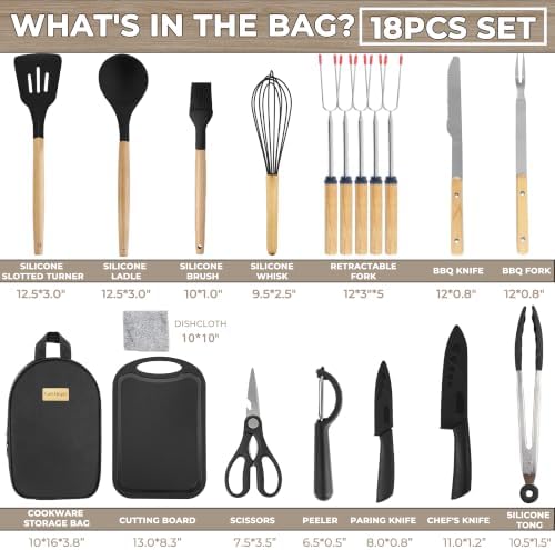 Camping Cooking Utensils Set, Silicone Cookware for Travel BBQ - Image 2