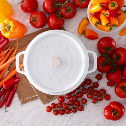STAUB Cast Iron Dutch Oven 4-qt Round Cocotte, Made in France, Serves 3-4, White - Image 3