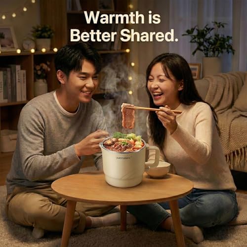 Electric Hot Pot, Mini Portable Ramen Cooker for Shabu Shabu, Soup, Oatmeal. Rapid Heating Electric Pot for Dorm Room & Quick Meals. Dual Power Control, Stainless Steel Interior. - Image 7