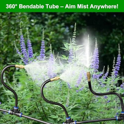 Brass Misting Nozzles for 5/16 Inch Drip Irrigation Tubing, 360° Adjustable Rotating Sprayers for Garden, Greenhouse & Outdoor Cooling, 15 Pack - Image 4