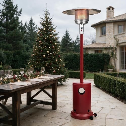 Ignovate Crimson 50,000 BTU Propane Patio Heater with Rain Cover, Multiple Color Available, Outdoor Heater with Weighted Base, Adjustable Heat Control & Safety Shut-Off for Patio & Restaurant - Image 2