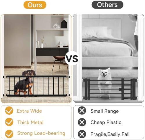 Dog Gate Indoor,18"-45" Adjustable Extra Wide Metal Short Dog Gate to Step Over, 18" Tall Small Pet Gate with 3 Extension Kits, Pressure Mounted Gate for Doorways & Stairs Black - Image 6