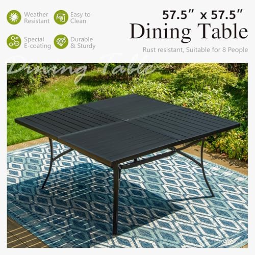 Sophia & William Outdoor Dining Set for 8 w/Square Metal Table, Grey - Image 6