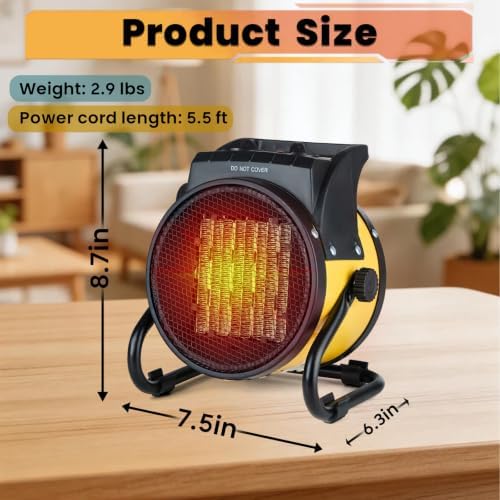 Outdoor Heaters for Patio, 1500W Electric Garage Heater, Yellow - Image 2