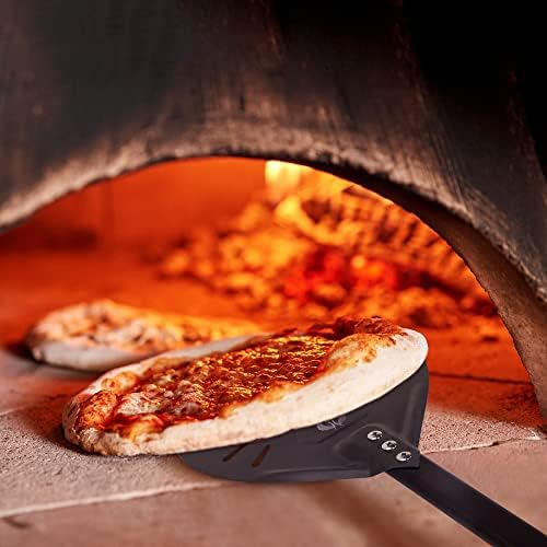 Pizza Turning Peel 9 Inch Perforated Pizza Peel and Pizza Brush Ash Rake 4 Piece Wood Fired Commercial Pizza Oven Utensil Kit with 40-Inch Aluminum Handle - Image 4